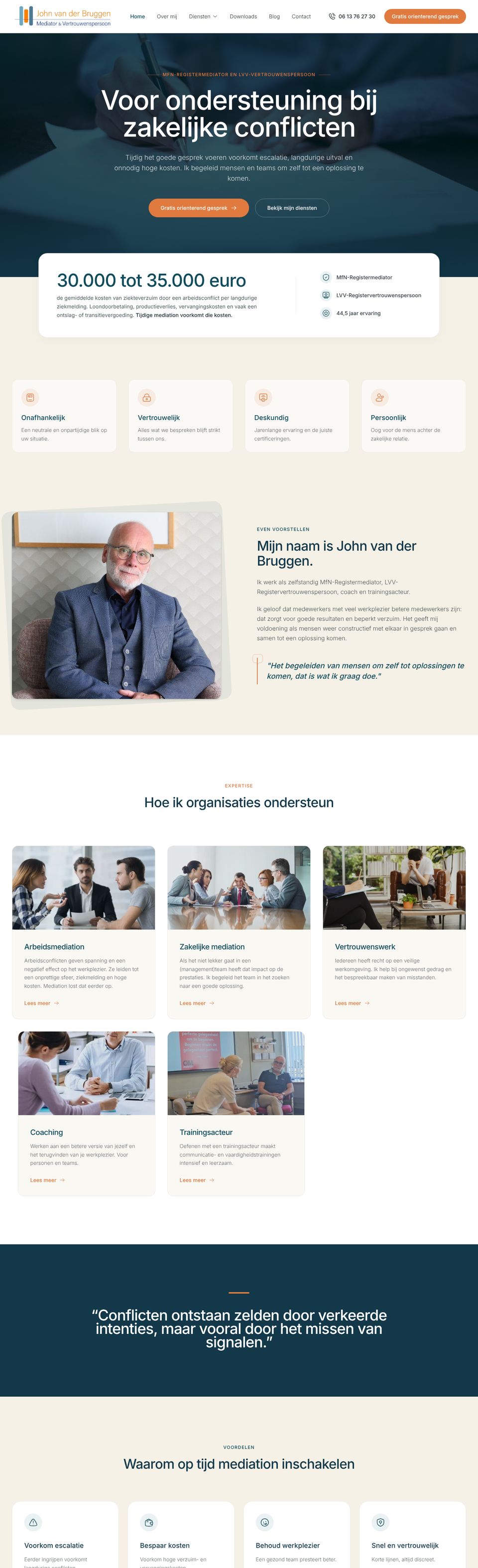 Ontwerp van de website voor John Mediation
